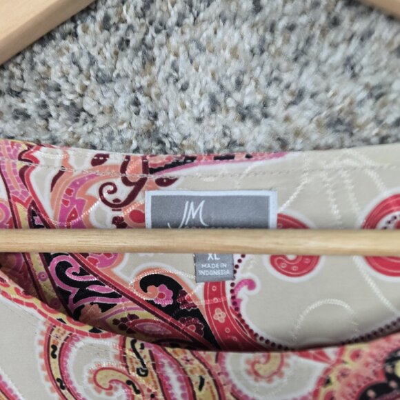 JM Collection Top Womens XL Pink Paisley Print Jacquard Textured Blouse Ladies - Picture 6 of 7